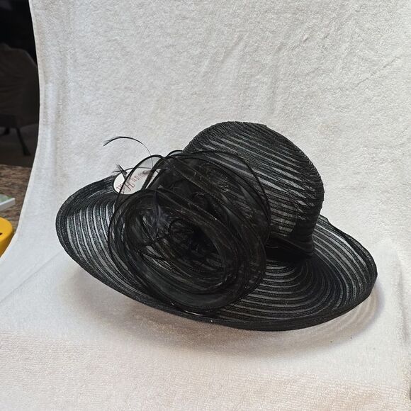 Swan Black Mesh Net Hat Preppy Church Derby Wedding NWT - Rare - Picture 2 of 14